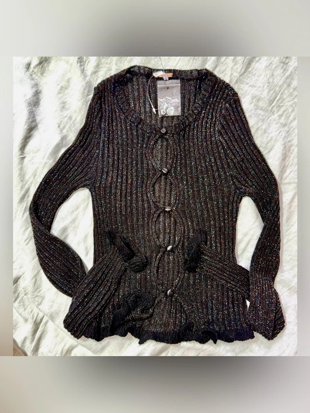 New 🤩 Free People Erica Lurex Metallic Multicolor Knit Cardigan